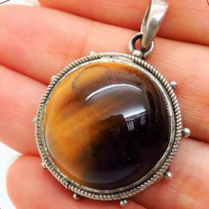 Shop Tiger Eye Pendants! Gorgeous 925 Sterling Silver NATURAL TIGER EYE Pendant, Gemstone Pendant, Gift Pendant, Handmade Pendant, Pendant Necklace, Stone Jewelry, | Natural genuine Tiger Eye pendants. Buy crystal jewelry, handmade handcrafted artisan jewelry for women.  Unique handmade gift ideas. #jewelry #beadedpendants #beadedjewelry #gift #shopping #handmadejewelry #fashion #style #product #pendants #affiliate #ad