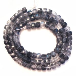 Shop Tourmalinated Quartz Beads! Tourmalinated Quartz Beads Strand of Cube Beads | Natural genuine other-shape Tourmalinated Quartz beads for beading and jewelry making.  #jewelry #beads #beadedjewelry #diyjewelry #jewelrymaking #beadstore #beading #affiliate #ad