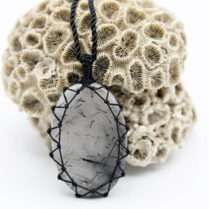 Shop Tourmalinated Quartz Pendants! Tourmalinated Quartz Jewelry, Macrame Wrapped Crystal Pendant, Protection Necklace for Man, 3rd Anniversary Gift for Him | Natural genuine Tourmalinated Quartz pendants. Buy crystal jewelry, handmade handcrafted artisan jewelry for women.  Unique handmade gift ideas. #jewelry #beadedpendants #beadedjewelry #gift #shopping #handmadejewelry #fashion #style #product #pendants #affiliate #ad