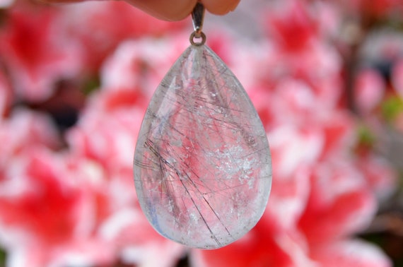 Tourmaline Quartz Drop Pendant - Crystal Healing Pendant - Chakra Reiki Pendant - Spiritual Jewelry