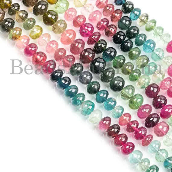 5.5-6.5 Mm Multi Tourmaline Beads, Multi Tourmaline Smooth Beads, Multi Tourmaline Rondelle Beads, Tourmaline Plain Rondelle Shape Beads