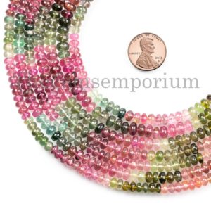 Shop Tourmaline Rondelle Beads! Top Quality Multi Tourmaline Smooth Rondelle Beads, Multi Tourmaline Bead, Plain Rondelle,5-5.25mm Tourmaline Smooth Beads,Beads For Jewelry | Natural genuine rondelle Tourmaline beads for beading and jewelry making.  #jewelry #beads #beadedjewelry #diyjewelry #jewelrymaking #beadstore #beading #affiliate #ad