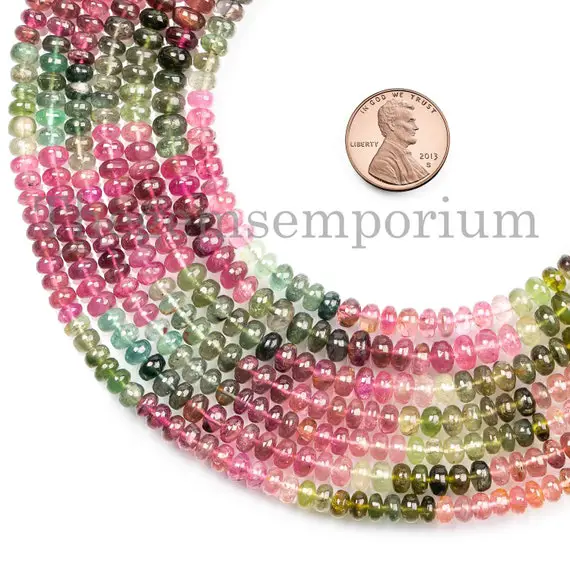 Top Quality Multi Tourmaline Smooth Rondelle Beads, Multi Tourmaline Bead, Plain Rondelle,5-5.25mm Tourmaline Smooth Beads,beads For Jewelry