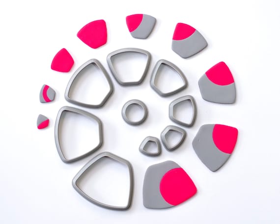 Trapezoid Polymer Clay Cutters Set Of 8 | Geometric Clay Cutter Set | Rounded Trapezoid Cutters | Earring Shape Cutters