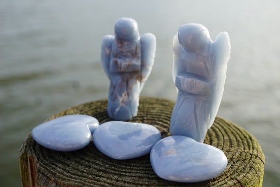 Tumbled Or Raw Angelite Crystals Or Polished Medium Size Stones - This Healing Crystal Can Give The Frequency Of Angels - Blue Angelite