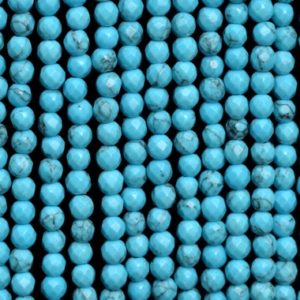 Shop Turquoise Faceted Beads! Mint Blue Turquoise Loose Beads Faceted Round Shape 4mm | Natural genuine faceted Turquoise beads for beading and jewelry making.  #jewelry #beads #beadedjewelry #diyjewelry #jewelrymaking #beadstore #beading #affiliate #ad
