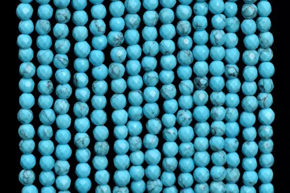 Mint Blue Turquoise Loose Beads Faceted Round Shape 4mm
