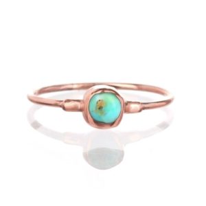 Dainty Raw Turquoise Ring • Rose Gold Fill • Simple Small Minimalist Jewelry • December Birthstone • Something Blue • Bridesmaid Gift | Natural genuine Turquoise rings, simple unique handcrafted gemstone rings. #rings #jewelry #shopping #gift #handmade #fashion #style #affiliate #ad