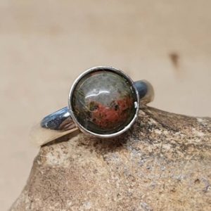 Shop Unakite Rings! Stacking Minimalist unakite ring. 925 sterling silver rings for women. Scorpio jewelry uk. Reiki jewelry. 8mm stone | Natural genuine Unakite rings, simple unique handcrafted gemstone rings. #rings #jewelry #shopping #gift #handmade #fashion #style #affiliate #ad