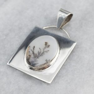 Shop Dendritic Agate Pendants! Unisex Dendritic Agate Pendant, Plume Agate Pendant, Dendritic Agate, Silver Agate Pendant, Cabochon Pendant, Oval Stone Pendant HQWHW8MD | Natural genuine Dendritic Agate pendants. Buy crystal jewelry, handmade handcrafted artisan jewelry for women.  Unique handmade gift ideas. #jewelry #beadedpendants #beadedjewelry #gift #shopping #handmadejewelry #fashion #style #product #pendants #affiliate #ad