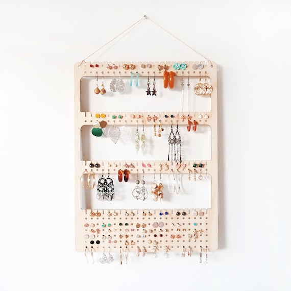 Wall Earring Holder – Handmade Plywood Earring Organizer