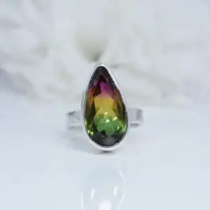 Shop Watermelon Tourmaline Rings! Watermelon Tourmaline Ring, Pear Gemstone Jewelry, Natural Gemstone Ring, Handmade Ring, 925 Sterling Silver, Silver Ring, Christmas Sale | Natural genuine Watermelon Tourmaline rings, simple unique handcrafted gemstone rings. #rings #jewelry #shopping #gift #handmade #fashion #style #affiliate #ad