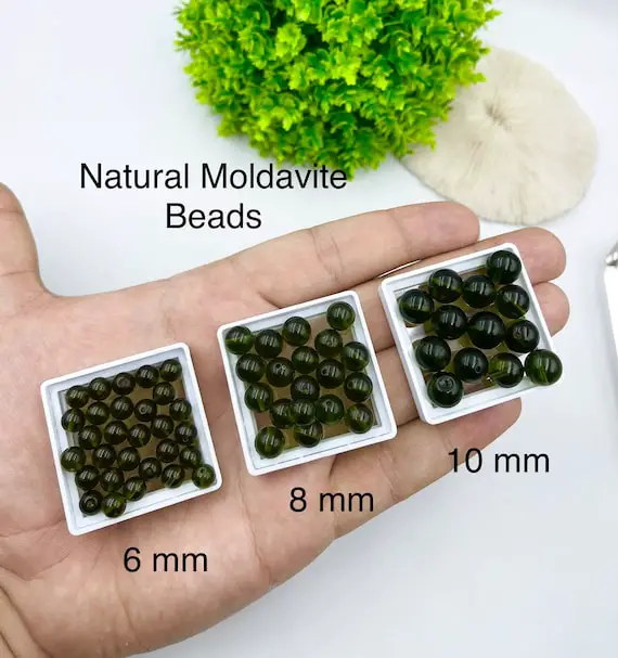 1 Piece 100% Genuine Moldavite Round Bead /genuine Moldavite Tektite / Natural Moldavite Bead From Czech Republic 6 Mm 8 Mm 10 Mm