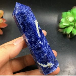 Shop Sodalite Points & Wands! 109g 100mm Natural Sodalite Wand Point Healing Reiki semiprecious healing reiki gemstone crystal obelisk tower | Natural genuine stones & crystals in various shapes & sizes. Buy raw cut, tumbled, or polished gemstones for making jewelry or crystal healing energy vibration raising reiki stones. #crystals #gemstones #crystalhealing #crystalsandgemstones #energyhealing #affiliate #ad