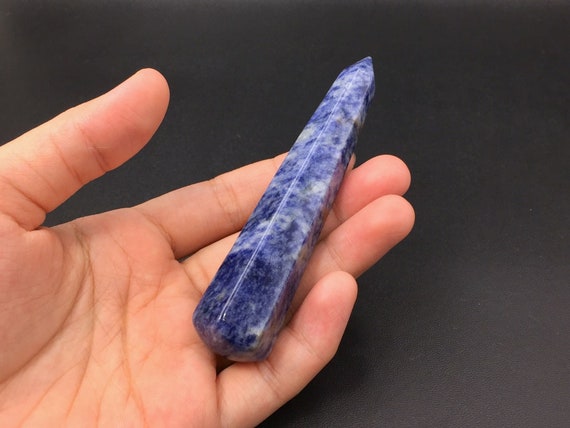 6-sided Faceted Sodalite Massage Wand Blue Sodalite Wand Point Wand Smooth Polished Crystal Wand Meditation Crystal Healing Tool Reiki Mw