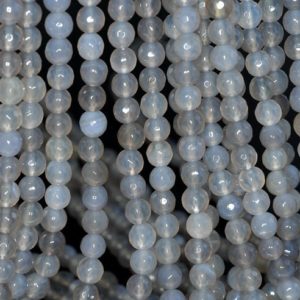 Shop Agate Faceted Beads! 6mm Agate Gemstone Grey Faceted Round Loose Beads 14.5 inch Full Strand (90183871-366) | Natural genuine faceted Agate beads for beading and jewelry making.  #jewelry #beads #beadedjewelry #diyjewelry #jewelrymaking #beadstore #beading #affiliate #ad