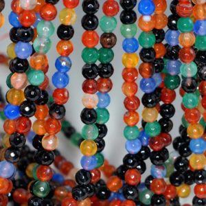 Shop Agate Faceted Beads! 6mm Agate Gemstone Multi Color Faceted Round Loose Beads 14.5 inch Full Strand (90183863-365) | Natural genuine faceted Agate beads for beading and jewelry making.  #jewelry #beads #beadedjewelry #diyjewelry #jewelrymaking #beadstore #beading #affiliate #ad