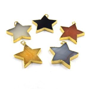 Shop Agate Pendants! Gold Electroplated Star Gemstone Pendants | Agate Star Pendants | 45mm x 45mm | Black Agate, Natural Agate, Red Agate, Banded Agate | Natural genuine Agate pendants. Buy crystal jewelry, handmade handcrafted artisan jewelry for women.  Unique handmade gift ideas. #jewelry #beadedpendants #beadedjewelry #gift #shopping #handmadejewelry #fashion #style #product #pendants #affiliate #ad