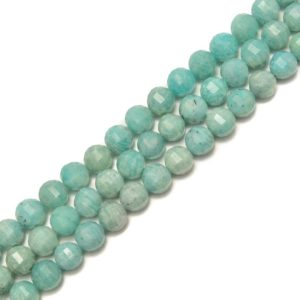 Shop Amazonite Faceted Beads! Amazonite Prism Cut Faceted Round Beads 10mm 15.5" Strand | Natural genuine faceted Amazonite beads for beading and jewelry making.  #jewelry #beads #beadedjewelry #diyjewelry #jewelrymaking #beadstore #beading #affiliate #ad