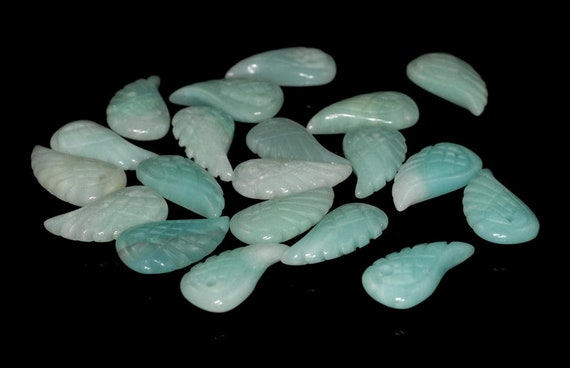 18x10mm  Amazonite Gemstone Grade A Carved Angel Wing Beads Bulk Lot 2,6,12,24,48 (90187135-001)