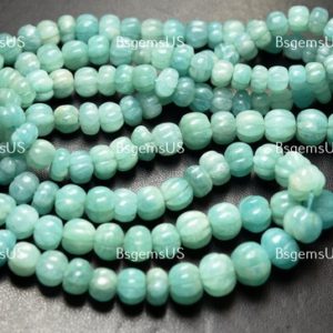 Shop Amazonite Rondelle Beads! 8 Inch strand,Natural Amazonite Smooth Carved Melon Shape Rondelles, Size. 7-9mm | Natural genuine rondelle Amazonite beads for beading and jewelry making.  #jewelry #beads #beadedjewelry #diyjewelry #jewelrymaking #beadstore #beading #affiliate #ad
