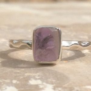 Shop Amethyst Rings! Amethyst Ring, Raw Amethyst Sterling Silver Hammered Ring, Rough Natural Gemstone Ring, February Birthstone Silver Ring | Natural genuine Amethyst rings, simple unique handcrafted gemstone rings. #rings #jewelry #shopping #gift #handmade #fashion #style #affiliate #ad