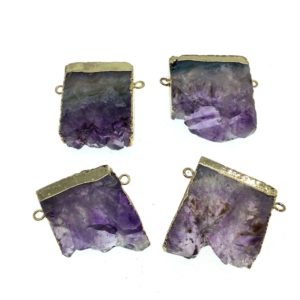 Shop Amethyst Shapes! Gold Finish Electroplated Natural Purple Amethyst Free form Slab Connector – Measuring 25mm x 25mm, Approx. – Sold Individually, Random | Natural genuine stones & crystals in various shapes & sizes. Buy raw cut, tumbled, or polished gemstones for making jewelry or crystal healing energy vibration raising reiki stones. #crystals #gemstones #crystalhealing #crystalsandgemstones #energyhealing #affiliate #ad