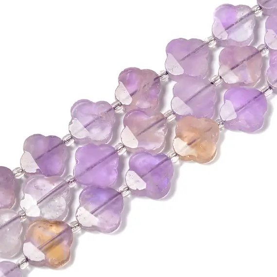 Natural Ametrine Four Leaf Clover Beads Size 17mm 15.5'' Strand