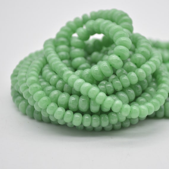 Natural Dark Green Angelite Semi-precious Gemstone Rondelle / Spacer Beads - 4mm, 6mm, 8mm Sizes - 15" Strand