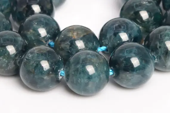 Genuine Natural Apatite Gemstone Beads 10mm Deep Blue Green Round Aa Quality Loose Beads (109258)