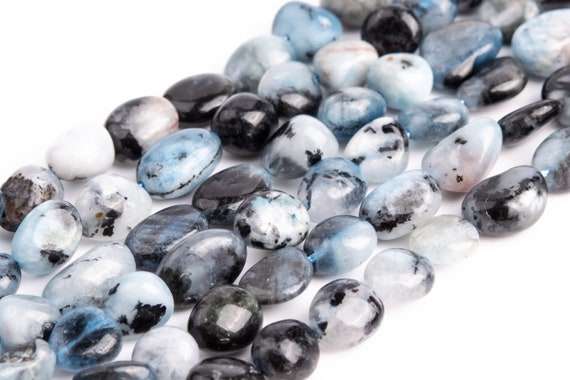 Genuine Natural Blue Aquamarine Biotite Inclusions Loose Beads Pebble Chips Shape 8x5mm