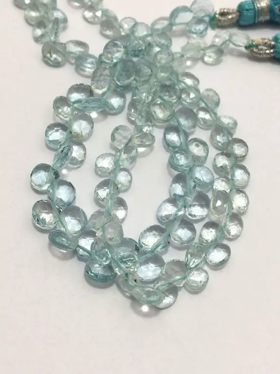 5.5 - 6.5 Mm Aquamarine Faceted Hearts Gemstone Beads Strand Sale / Semi Precious Beads / Aquamarine Hearts / Faceted Beads / Wholesale Bead