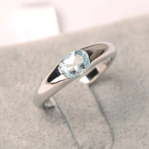 Aquamarine ring March birthstone oval cut ring sterling silver engagement ring for women | Natural genuine Array rings, simple unique alternative gemstone engagement rings. #rings #jewelry #bridal #wedding #jewelryaccessories #engagementrings #weddingideas #affiliate #ad