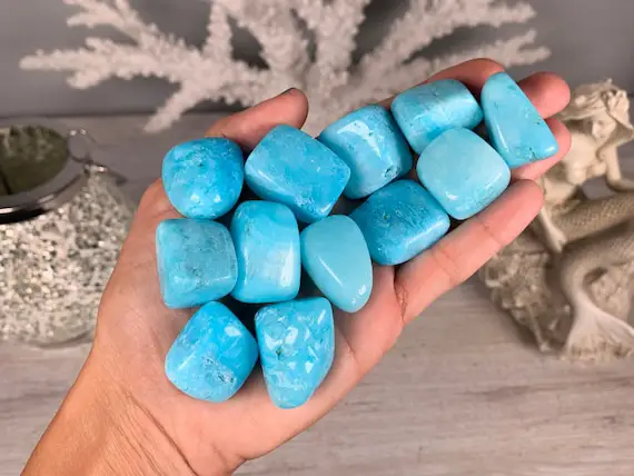 Blue Aragonite, Tumbled Blue Aragonite, Blue Aragonite Crystal, Has Been Dyed, Naturally Pitted And Porous