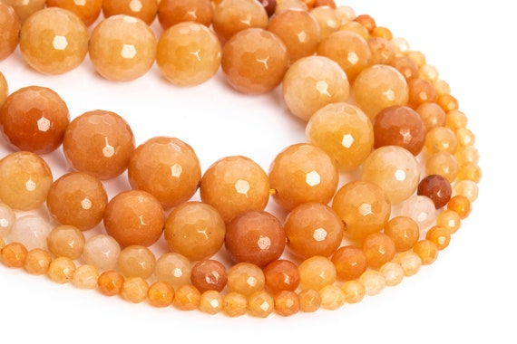 Natural Orange Aventurine Loose Beads Micro Faceted Round Shape 6mm 8mm 10mm
