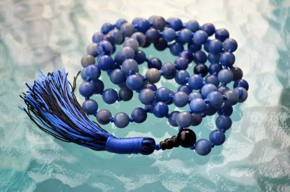108 Blue Aventurine Mala Necklace, Mala Beads, Yoga Gift, 108 Mala Beads, Japa Mala, Yoga Jewelry, Yoga Gift, Mala Prayer Beadschristmas