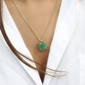 Shop Aventurine Necklaces! Natural Round Aventurine Necklace · Green Stone Prong Necklace · Gemstone Necklace · 14k Gold Filled Necklace | Natural genuine Aventurine necklaces. Buy crystal jewelry, handmade handcrafted artisan jewelry for women.  Unique handmade gift ideas. #jewelry #beadednecklaces #beadedjewelry #gift #shopping #handmadejewelry #fashion #style #product #necklaces #affiliate #ad