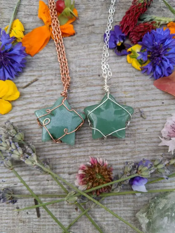 Green Aventurine Crystal Star Pendant, Green Aventurine Pendant, Natural Green Aventurine, Green Aventurine Necklace, Star Necklace, Crystal