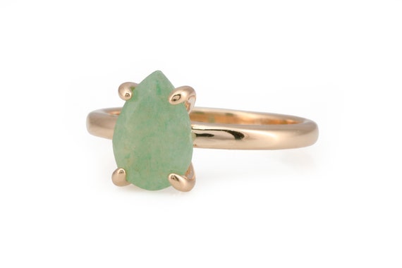 Promise Ring · Green Aventurine Ring · Green Gemstone Ring · Mint Green Stone Ring · Engagement Ring · Rose Gold Filled Ring