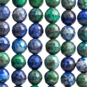 Azurite Gemstone Beads 8MM Green & Blue Micro Faceted Round AAA Quality Loose Beads (101181) | Natural genuine faceted Azurite beads for beading and jewelry making.  #jewelry #beads #beadedjewelry #diyjewelry #jewelrymaking #beadstore #beading #affiliate #ad