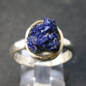 Shop Azurite Rings! Deep Blue Evening Sky above Desert!!  Saturated Royal Blue Rough Azurite Sterling Silver Ring – Size 9 | Natural genuine Azurite rings, simple unique handcrafted gemstone rings. #rings #jewelry #shopping #gift #handmade #fashion #style #affiliate #ad