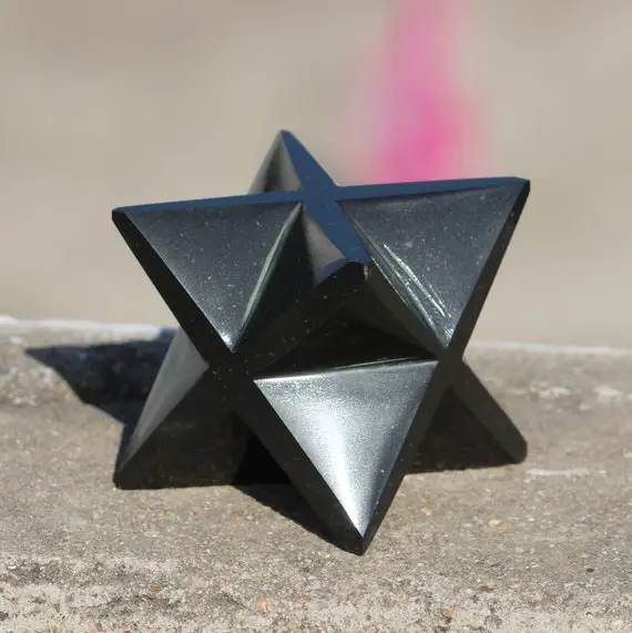 7.5cm Black Tourmaline Stone Geometry Star Schrol Metaphysical Meditation Healing Power Christmas Gift