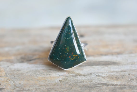 Bloodstone Ring, Statement Ring, 925 Sterling Silver, Bloodstone Gemstone Silver Ring, Women Jewellery Gift #b504