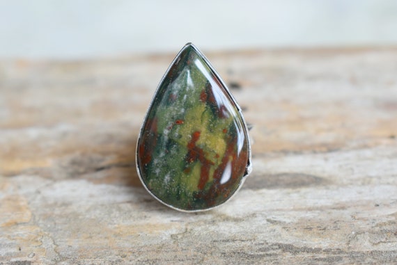 Bloodstone Ring, Statement Ring, 925 Sterling Silver, Bloodstone Gemstone Silver Ring, Women Jewellery Gift #b515