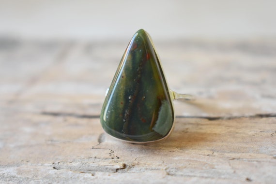 Bloodstone Ring, Statement Ring, 925 Sterling Silver, Bloodstone Gemstone Silver Ring, Women Jewellery Gift #b387