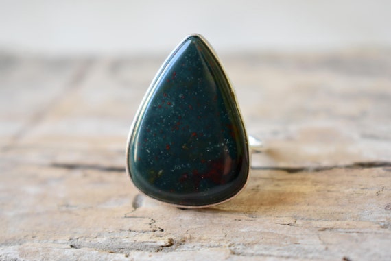 Bloodstone Ring, Statement Ring, 925 Sterling Silver, Bloodstone Gemstone Silver Ring, Women Jewellery Gift #b378