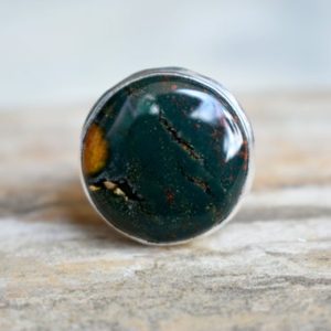 Shop Bloodstone Rings! Bloodstone ring, Statement ring, 925 sterling silver, Bloodstone gemstone silver ring, women jewellery gift #B502 | Natural genuine Bloodstone rings, simple unique handcrafted gemstone rings. #rings #jewelry #shopping #gift #handmade #fashion #style #affiliate #ad