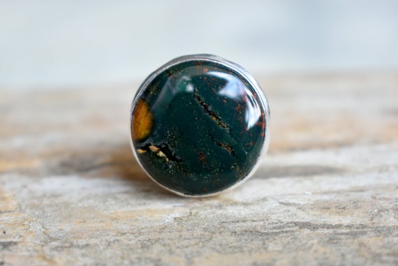 Bloodstone Ring, Statement Ring, 925 Sterling Silver, Bloodstone Gemstone Silver Ring, Women Jewellery Gift #b502