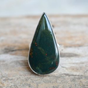 Shop Bloodstone Rings! Bloodstone ring, Statement ring, 925 sterling silver, Bloodstone gemstone silver ring, women jewellery gift #B499 | Natural genuine Bloodstone rings, simple unique handcrafted gemstone rings. #rings #jewelry #shopping #gift #handmade #fashion #style #affiliate #ad