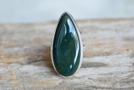 Bloodstone Ring, Statement Ring, 925 Sterling Silver, Bloodstone Gemstone Silver Ring, Women Jewellery Gift #b505